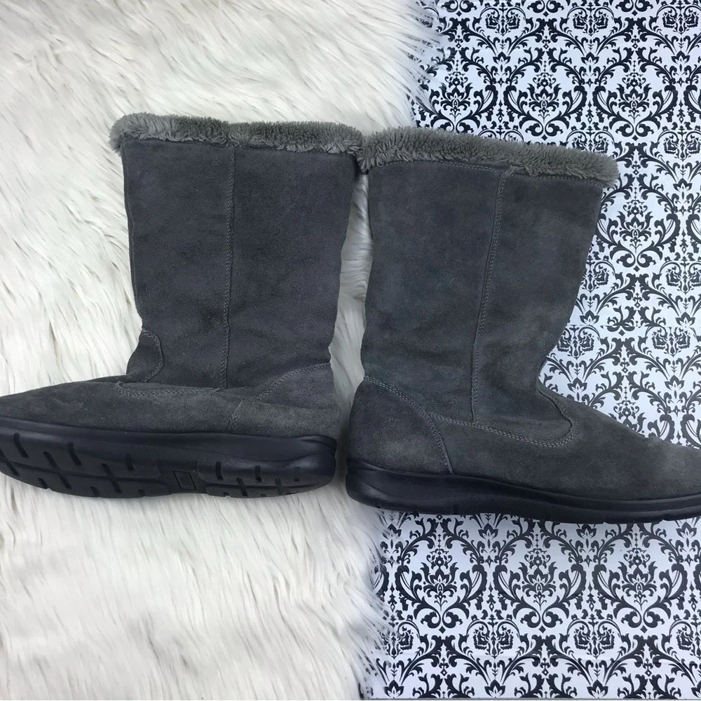 White Mountain : size : 9 : gray and black faux fur trim snow fall winter boots